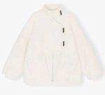 画像1: single-breasted white stand-up collar jacket coat  ショート丈スタンドアップカラージャケットコート (1)