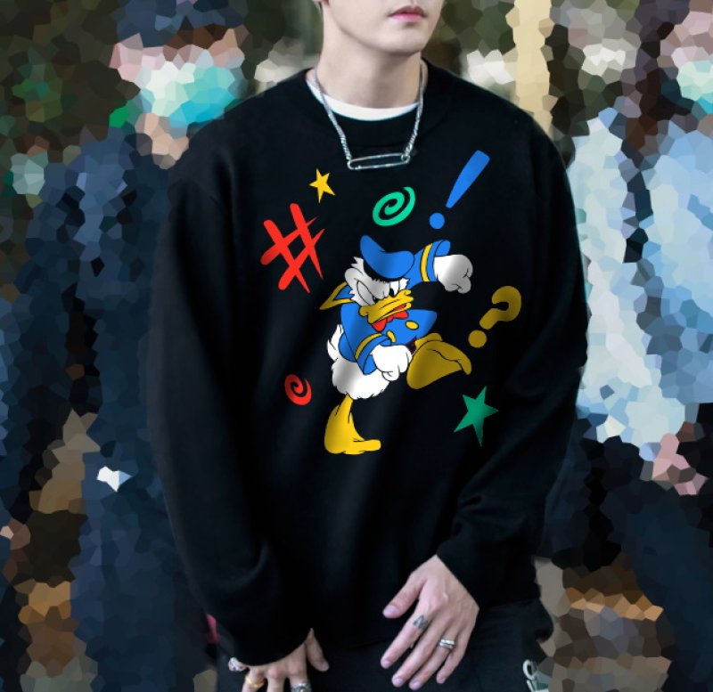 画像3: angry Donald Duck printing round neck sweater  ユニセックス 男女兼用アグリードナルドダックプリントラウンドネックスウェットプルオーバートレーナー (3)