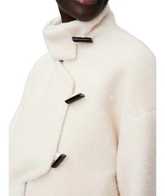 画像2: single-breasted white stand-up collar jacket coat  ショート丈スタンドアップカラージャケットコート (2)