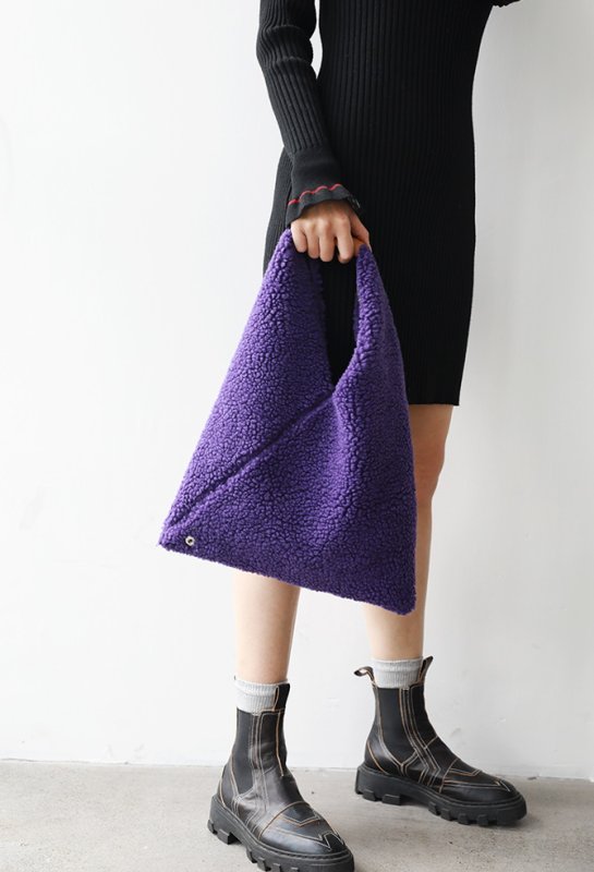 画像9: Fur Triangle Tote Shoulder Bag ファー モコモコトライアングル フリース トートショルダーバッグ (9)