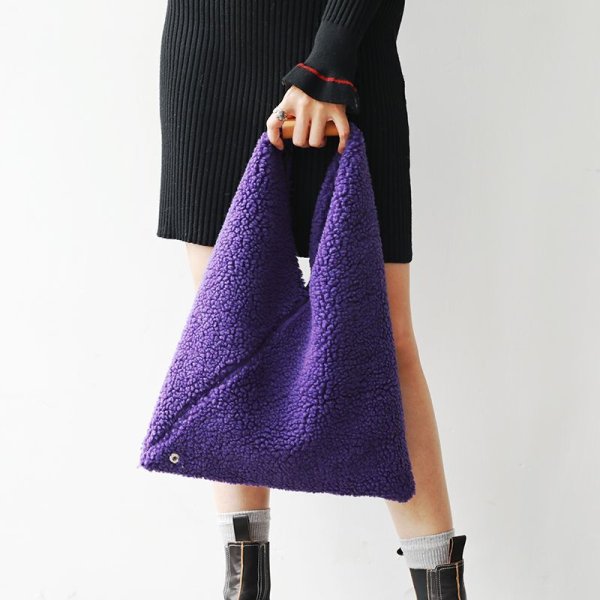 画像1: Fur Triangle Tote Shoulder Bag　ファー モコモコトライアングル フリース トートショルダーバッグ (1)