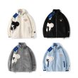 画像5: kaws bear polar fleeceLamb Plush  JacketJumper jacket baseball uniform jacket blouson　ユニセッ クス男女兼用カウズベアフリースジップアップ ジャケットスタジアムジャンパー スタジャン ブルゾンジャケット (5)