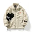 画像4: kaws bear polar fleeceLamb Plush  JacketJumper jacket baseball uniform jacket blouson　ユニセッ クス男女兼用カウズベアフリースジップアップ ジャケットスタジアムジャンパー スタジャン ブルゾンジャケット (4)