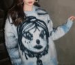 画像4: graffiti printed mohair KNIT SWEATER Knit  　ガールグラフィックモヘア編み込み丸首ラウンドネックセーターニット (4)