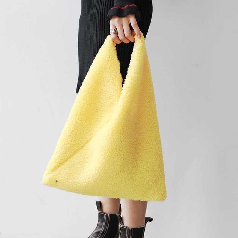 画像6: Fur Triangle Tote Shoulder Bag ファー モコモコトライアングル フリース トートショルダーバッグ (6)