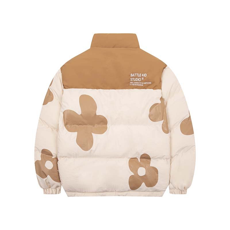 画像5: Flower Print Stand Neck Collar coat Jumper jacket baseball uniform jacket blouson ユニセッ クス男女兼用スタンドカラージップアップフラワープリントダウンジャケットスタジアムジャンパー スタジャン ブルゾンジャケット (5)