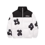 画像2: Flower Print Stand Neck Collar coat Jumper jacket baseball uniform jacket blouson　ユニセッ クス男女兼用スタンドカラージップアップフラワープリントダウンジャケットスタジアムジャンパー スタジャン ブルゾンジャケット (2)