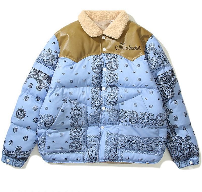 画像3: paisley down western styleJumper jacket baseball uniform jacket blouson ユニセッ クス男女兼用ペイズリーウエスタンダウンジャケットスタジアムジャンパー スタジャン ブルゾンジャケット (3)