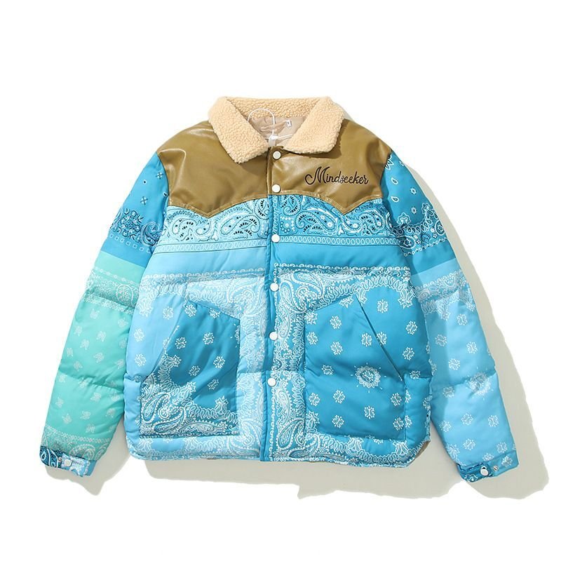 画像10: paisley down western styleJumper jacket baseball uniform jacket blouson ユニセッ クス男女兼用ペイズリーウエスタンダウンジャケットスタジアムジャンパー スタジャン ブルゾンジャケット (10)