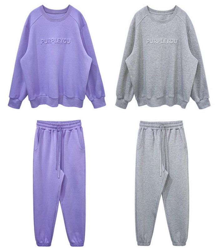 画像2: Purple YOU  long sleeve Sweat Setup パープルユウ スウェット セットアップ トレーナー& パンツ (2)