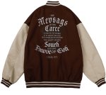 画像1: messenger letter logo embroidery Jumper jacket baseball uniform jacket blouson　ユニセッ クス男女兼用メッセンジャーレターロゴ刺繍ジャケットスタジアムジャンパー スタジャン ブルゾンジャケット (1)