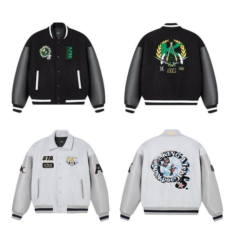 画像3: 22 AFGK×STA FFF DONCARE 3D CIRCLE LOGO PU Leather baseball uniform jacket blouson ユニセックス 男女兼用  ベースボールジャケット スタジャン スタンドダウンJKT AFGK A FEW GOOD KIDS (3)