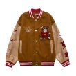 画像2: sunglasses bear embroidery Jumper jacket baseball uniform jacket blouson　ユニセッ クス男女兼用サングラスベア熊刺繍ジャケットスタジアムジャンパー スタジャン ブルゾンジャケット (2)