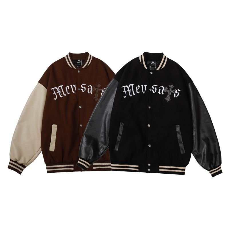 画像5: messenger letter logo embroidery Jumper jacket baseball uniform jacket blouson ユニセッ クス男女兼用メッセンジャーレターロゴ刺繍ジャケットスタジアムジャンパー スタジャン ブルゾンジャケット (5)