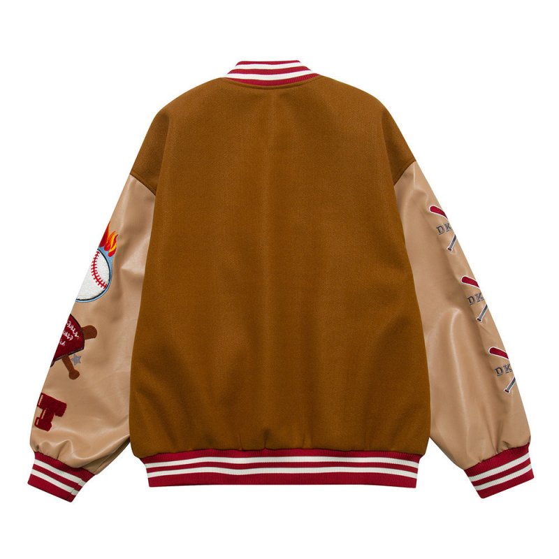 画像4: sunglasses bear embroidery Jumper jacket baseball uniform jacket blouson ユニセッ クス男女兼用サングラスベア熊刺繍ジャケットスタジアムジャンパー スタジャン ブルゾンジャケット (4)