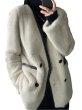 画像2: V neck imitation mink jacket coat Plush Fur  Jacket　フェイクミンクエコファーVネック  ジャケットコート (2)