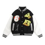 画像3: YB flame embroidery Jumper jacket baseball uniform jacket blouson　ユニセッ クス男女兼用フレイム炎刺繍ジャケットスタジアムジャンパー スタジャン ブルゾンジャケット (3)