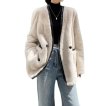 画像6: V neck imitation mink jacket coat Plush Fur  Jacket　フェイクミンクエコファーVネック  ジャケットコート (6)