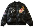 画像1: team desus embroidery Jumper jacket baseball uniform jacket blouson　ユニセッ クス男女兼用チームエンブレムレザーダウンジャケットスタジアムジャンパー スタジャン ブルゾンジャケット (1)