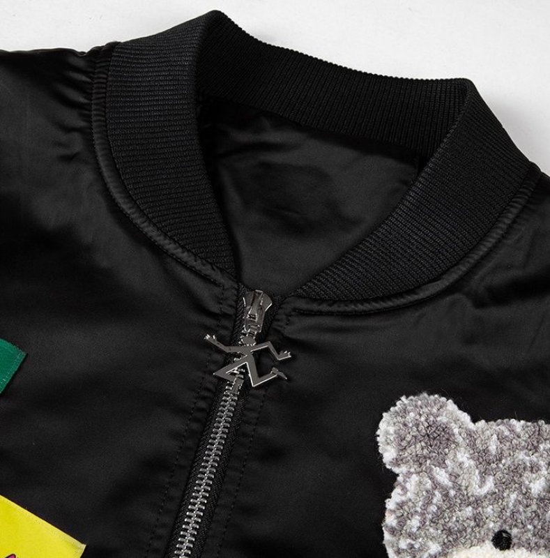 画像5: Smile & Bear Emblem Jumper jacket baseball uniform jacket blouson ユニセッ クス男女兼用スマイル&ベアエンブレム刺繍スタジアムジャンパー スタジャン ブルゾンジャケット (5)