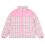 画像3: plaid down jacketJumper baseball uniform jacket blouson　ユニセッ クス男女兼用チェック柄ダウンジャケットスタジアムジャンパー スタジャン ブルゾンジャケット (3)