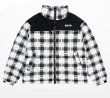 画像2: plaid down jacketJumper baseball uniform jacket blouson　ユニセッ クス男女兼用チェック柄ダウンジャケットスタジアムジャンパー スタジャン ブルゾンジャケット (2)