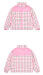 画像6: plaid down jacketJumper baseball uniform jacket blouson　ユニセッ クス男女兼用チェック柄ダウンジャケットスタジアムジャンパー スタジャン ブルゾンジャケット (6)
