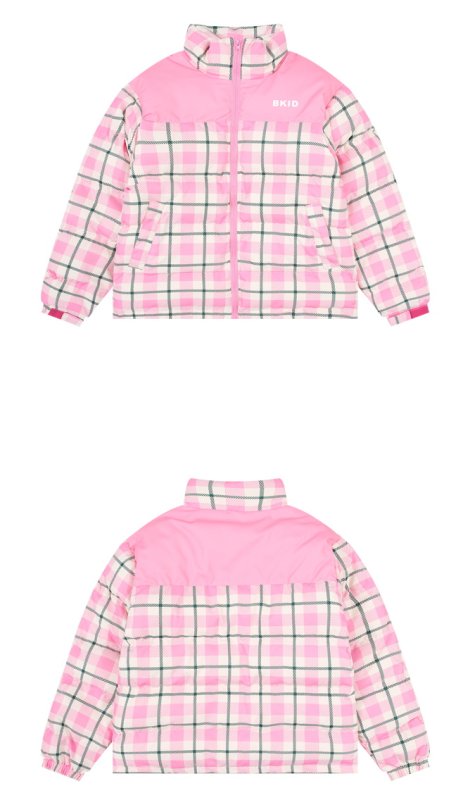 画像6: plaid down jacketJumper baseball uniform jacket blouson ユニセッ クス男女兼用チェック柄ダウンジャケットスタジアムジャンパー スタジャン ブルゾンジャケット (6)