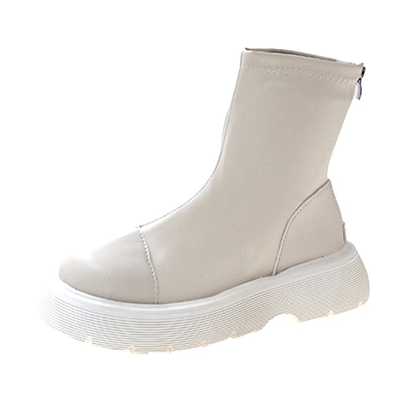 画像5: Woman's muffin thick bottom boots マフィン 厚底プラットフォームレザージップショートブーツ (5)