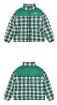 画像4: plaid down jacketJumper baseball uniform jacket blouson　ユニセッ クス男女兼用チェック柄ダウンジャケットスタジアムジャンパー スタジャン ブルゾンジャケット (4)
