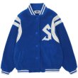 画像1: S logo sheepskin fleece embroidery Jumper jacket baseball uniform jacket blouson　ユニセッ クス男女兼用Sロゴシープスキンフリース刺繍ジャケットスタジアムジャンパー スタジャン ブルゾンジャケット (1)