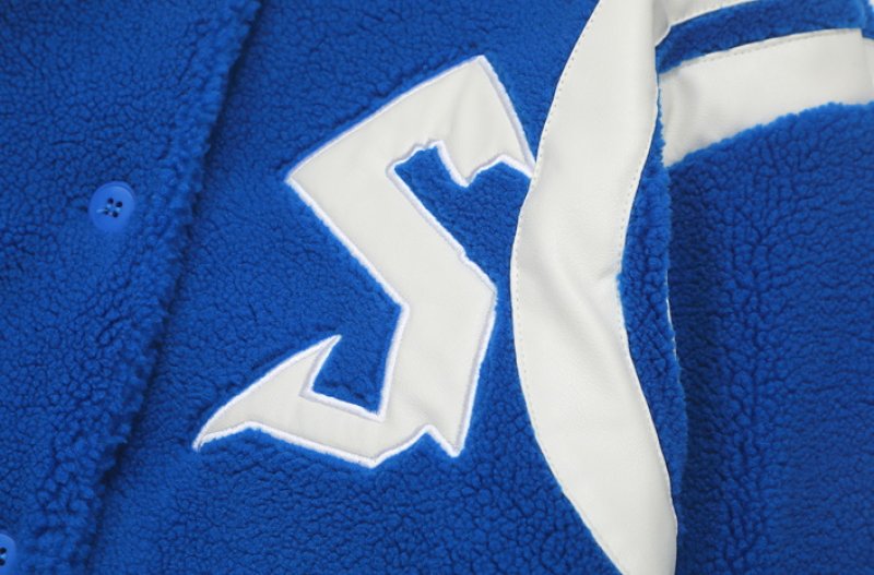 画像9: S logo sheepskin fleece embroidery Jumper jacket baseball uniform jacket blouson ユニセッ クス男女兼用Sロゴシープスキンフリース刺繍ジャケットスタジアムジャンパー スタジャン ブルゾンジャケット (9)