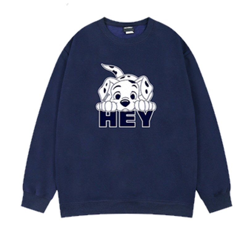 画像1: HEY & 101 Dalmatians printing round neck sweater  ユニセックス 男女兼用HEY＆101匹わんちゃんプリントラウンドネックスウェットプルオーバートレーナー (1)
