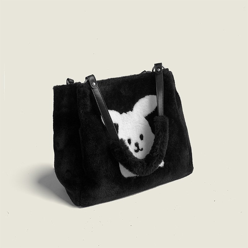 画像2: RABBIT EMBROIDERY FUR TOTE SHOULDER BAG ラビットファー トートショルダーバッグ (2)