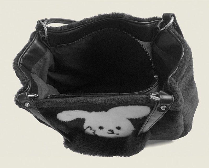 画像4: RABBIT EMBROIDERY FUR TOTE SHOULDER BAG ラビットファー トートショルダーバッグ (4)