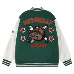 画像1: angry bulldog baseball embroidery Jumper jacket baseball uniform jacket blouson　ユニセッ クス男女兼用アングリーブルドッグ刺繍ジャケットスタジアムジャンパー スタジャン ブルゾンジャケット (1)