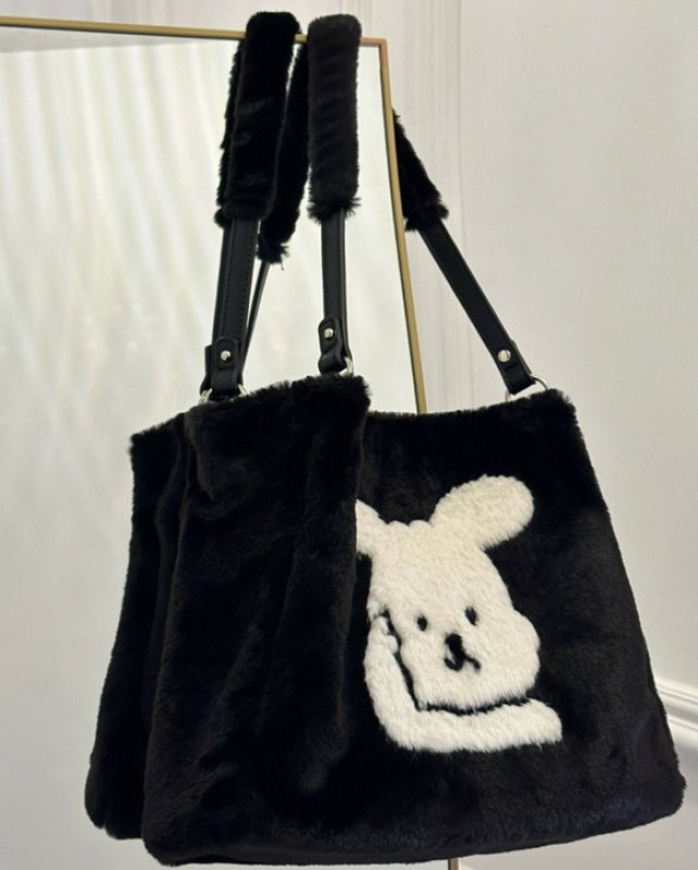 画像3: RABBIT EMBROIDERY FUR TOTE SHOULDER BAG ラビットファー トートショルダーバッグ (3)