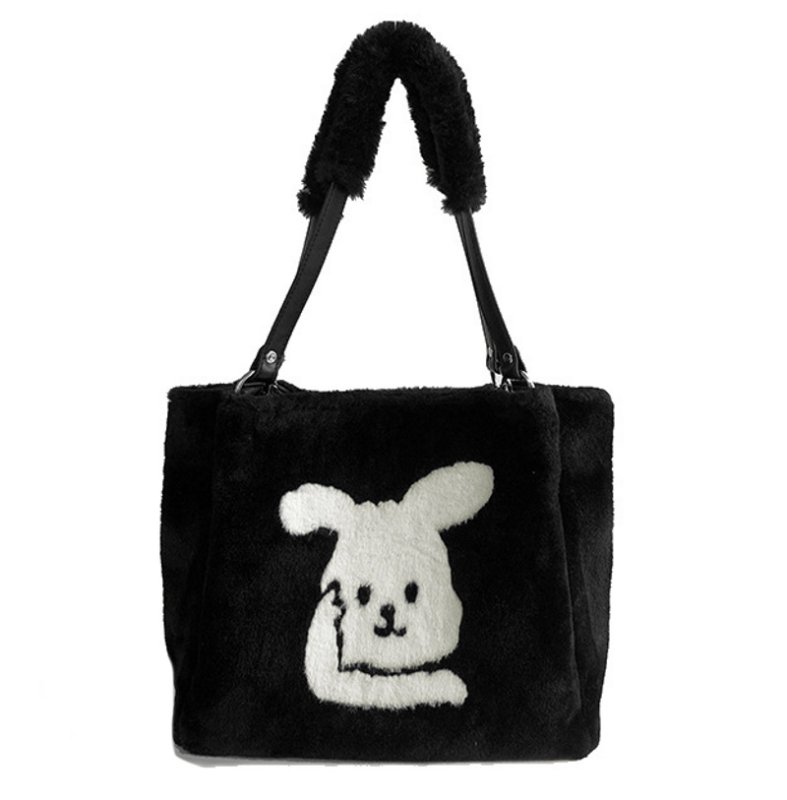 画像1: RABBIT EMBROIDERY FUR TOTE SHOULDER BAG　ラビットファー トートショルダーバッグ (1)