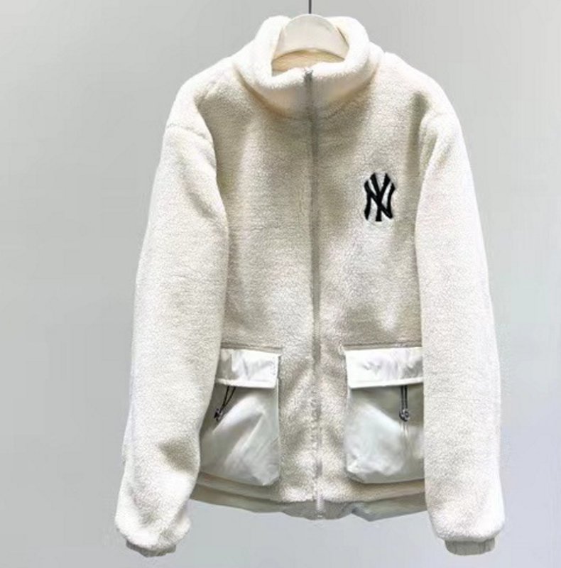 画像4: MLB NY Fur Reversible Jacket fleece embroidery Jumper jacket baseball uniform jacket blouson　ユニセッ クス男女兼用MLB NYシープスキンフリース刺繍リバーシブルジャケットスタジアムジャンパー スタジャン ブルゾンジャケット (4)