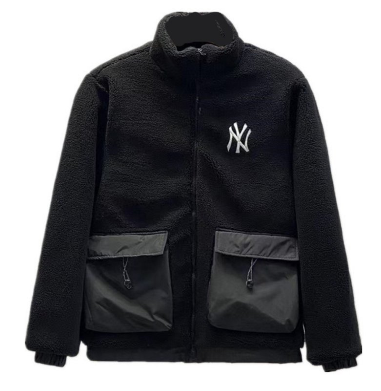 画像2: MLB NY Fur Reversible Jacket fleece embroidery Jumper jacket baseball uniform jacket blouson　ユニセッ クス男女兼用MLB NYシープスキンフリース刺繍リバーシブルジャケットスタジアムジャンパー スタジャン ブルゾンジャケット (2)