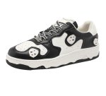 画像1: Men's skull embroidery  sneakers leather sneaker shoes ユニセックス男女兼用スカル刺繍 レースアップ レザースニーカー カジュアル シューズ (1)