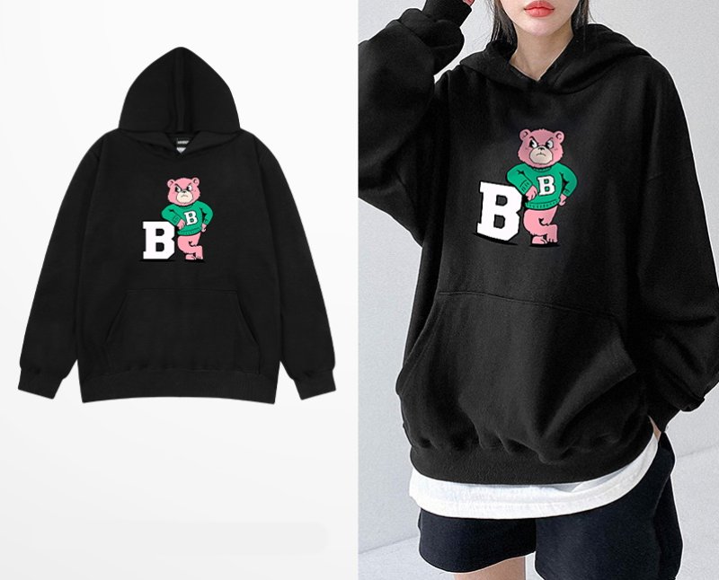 画像3: angry bear hoodie sweater 　 ユニセックス 男女兼用アングリーベア熊プリントフーディーパーカースウェットトレーナー (3)