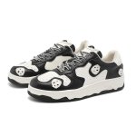 画像3: Men's skull embroidery  sneakers leather sneaker shoes ユニセックス男女兼用スカル刺繍 レースアップ レザースニーカー カジュアル シューズ (3)
