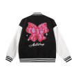 画像1: BUTTERFLY Ribbon emblem embroidery Baseball Jackete blouson  ユニセッ クス男女兼用 バタフライ 蝶々 リボン エンブレム刺繍 スタジャン ジャンパー  ジャケット ブルゾン (1)