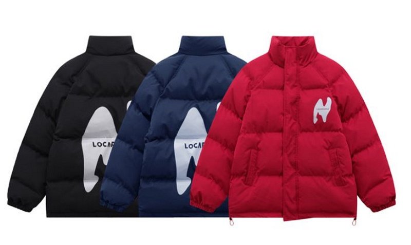 画像8: N Logo print down jacketJumper baseball uniform jacket blouson ユニセッ クス男女兼用Nロゴプリントスタンドカラーダウンジャケットスタジアムジャンパー スタジャン ブルゾンジャケット (8)