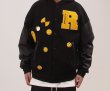 画像4: smile emblem embroidery Jumper jacket baseball uniform jacket blouson　ユニセッ クス男女兼用スマイルエンブレム刺繍ジャケットスタジアムジャンパー スタジャン ブルゾンジャケット (4)