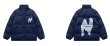 画像6: N Logo print down jacketJumper baseball uniform jacket blouson　ユニセッ クス男女兼用Nロゴプリントスタンドカラーダウンジャケットスタジアムジャンパー スタジャン ブルゾンジャケット (6)