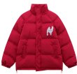 画像4: N Logo print down jacketJumper baseball uniform jacket blouson　ユニセッ クス男女兼用Nロゴプリントスタンドカラーダウンジャケットスタジアムジャンパー スタジャン ブルゾンジャケット (4)