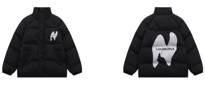 画像7: N Logo print down jacketJumper baseball uniform jacket blouson ユニセッ クス男女兼用Nロゴプリントスタンドカラーダウンジャケットスタジアムジャンパー スタジャン ブルゾンジャケット (7)