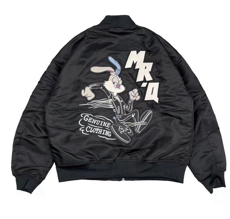 画像3: Bugs Bunny Rabbit Embroidered Bomber Jacket MA-1Jumper jacket baseball uniform jacket blouson　ユニセッ クス男女兼用ラビット刺繍MA-1ジャケットスタジアムジャンパー スタジャン ブルゾンジャケット (3)